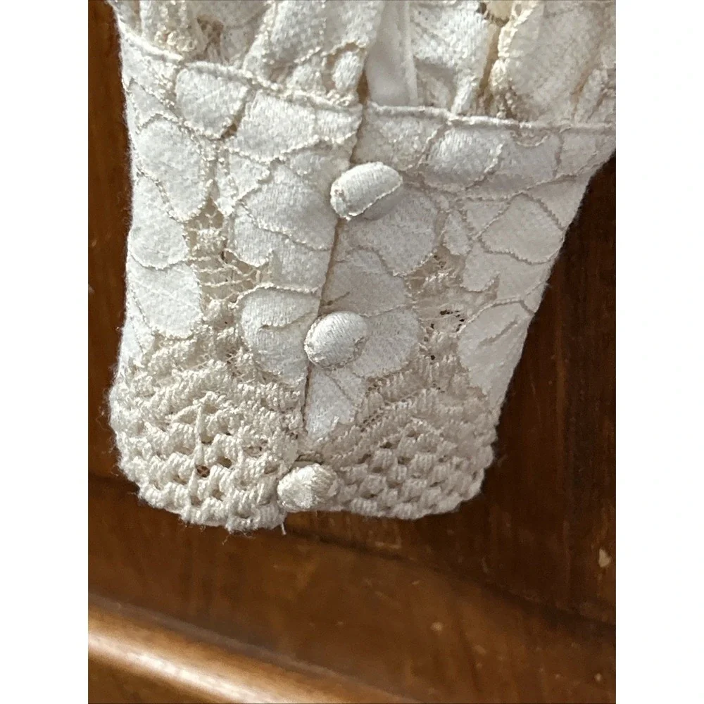 Dolan x Anthropologie Left Coast Mock Neck Long Sleeve Blouse Ivory Lace Small